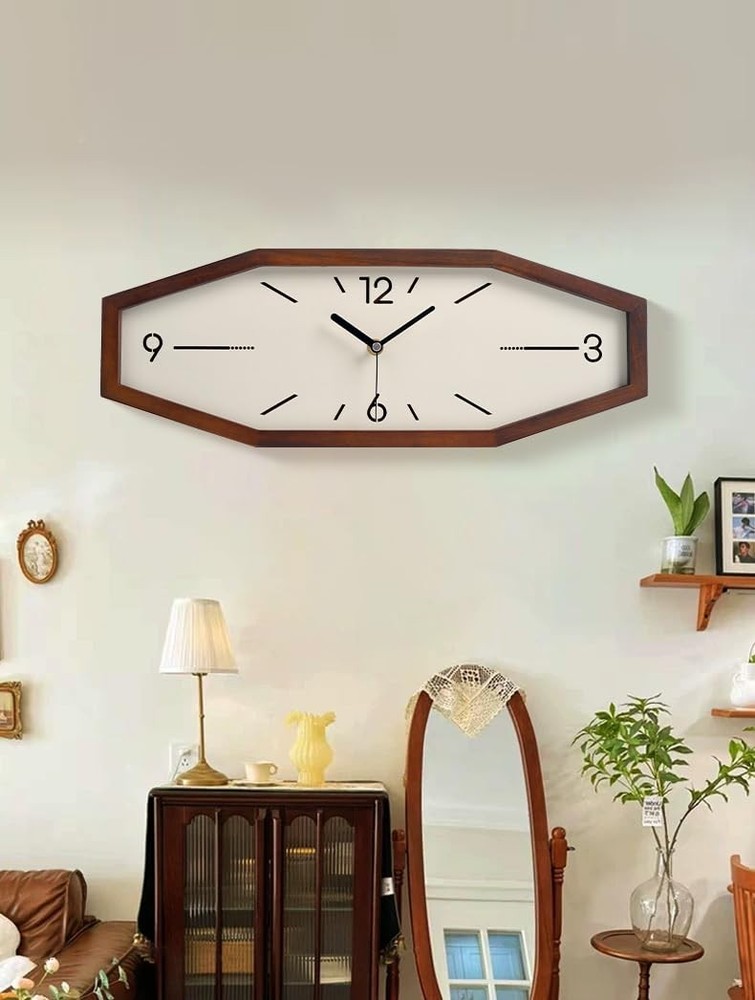 Wooden Retro Wall Clocks, 18 Inches Square Clocks Rectangular Wall Clock Batt...