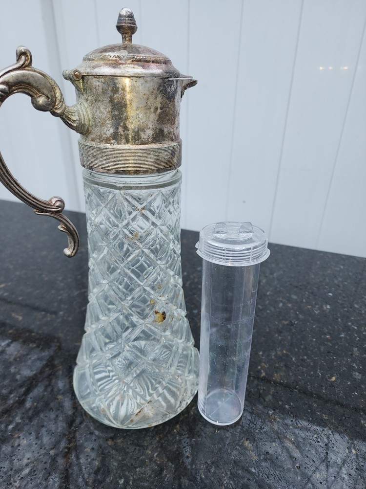 Victorian Silverplate Diamond Pattern Pitcher with Ornate Handle