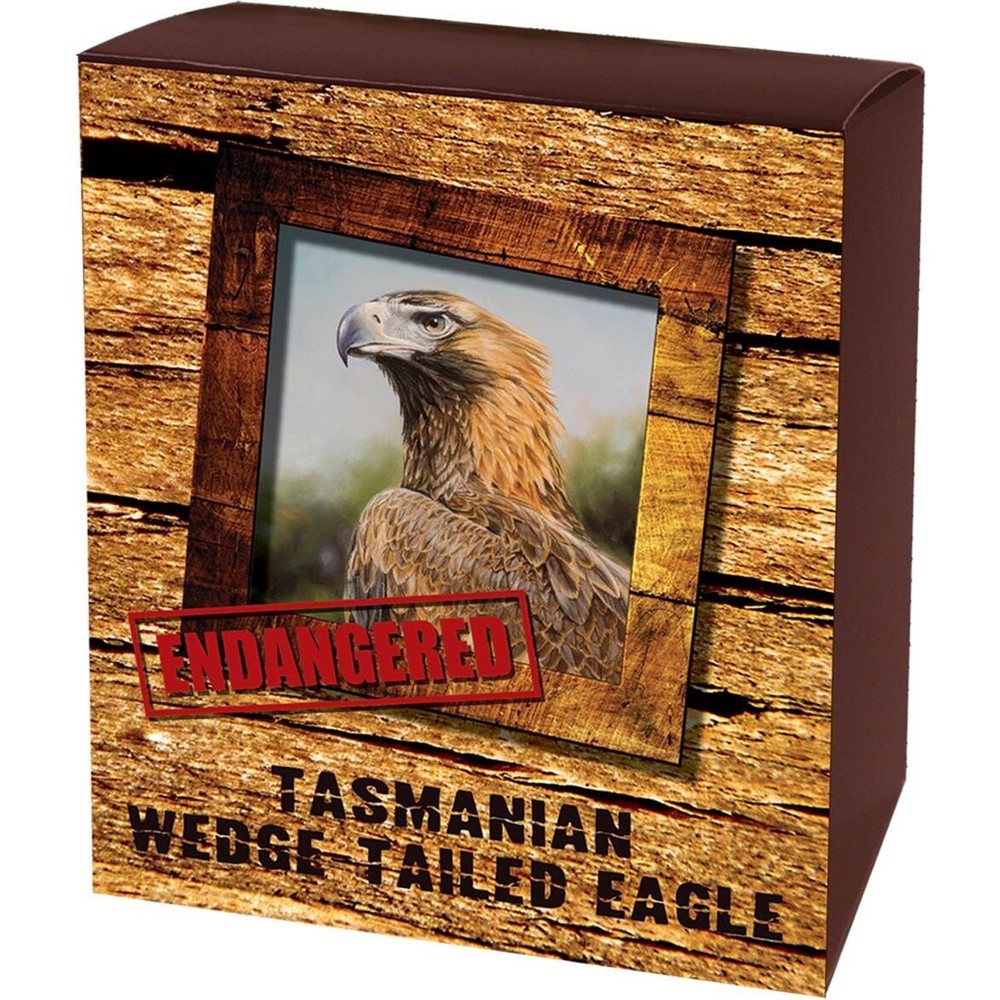 Tuvalu 2012 Tasmanian Eagle Silver Colored Coin Endangered & Extinct Perfect