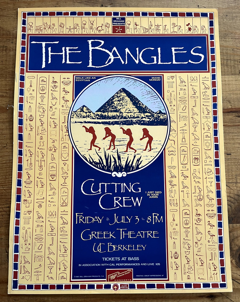 The Bangles Concert Poster - Berkeley - 1987