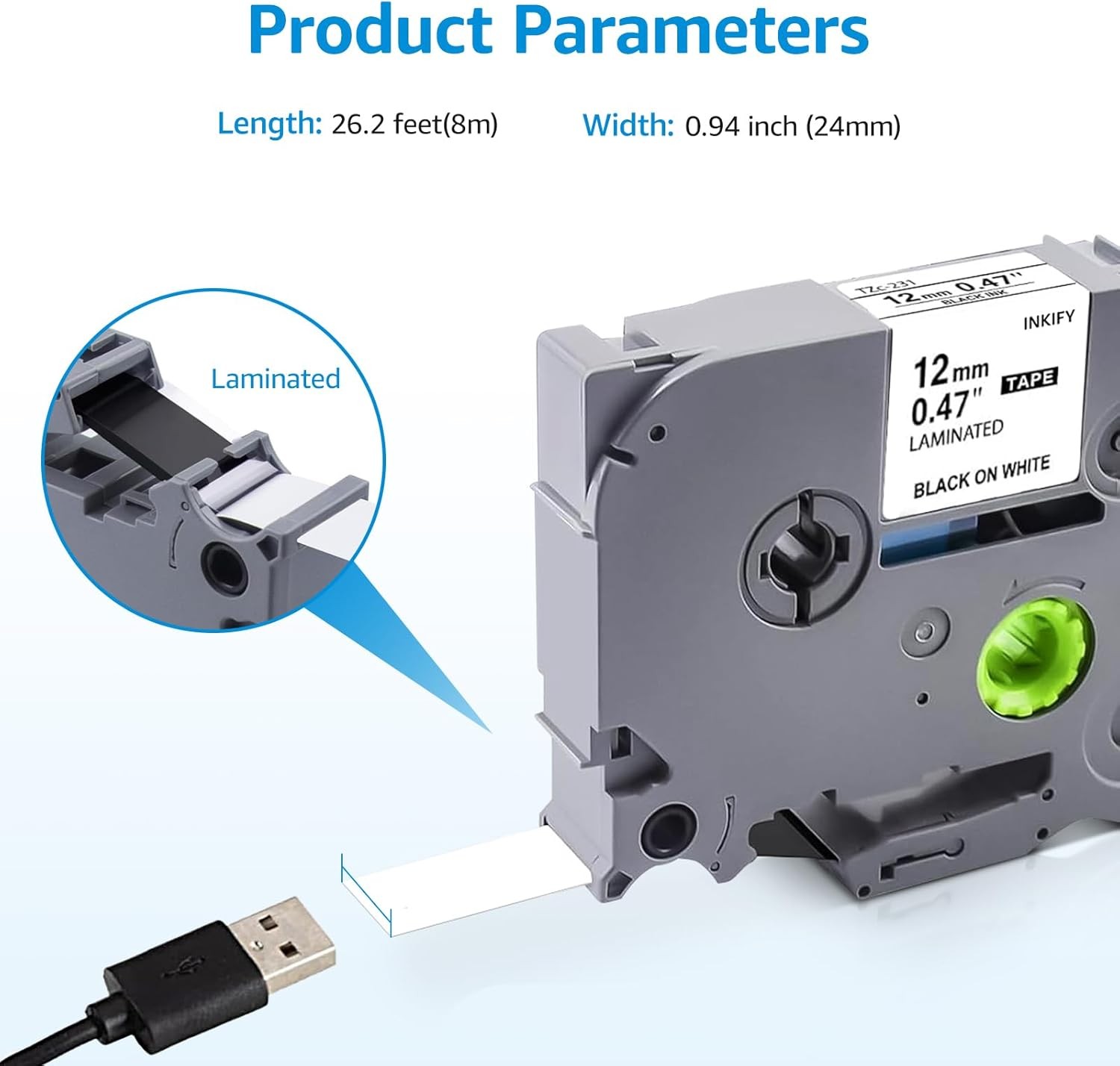 LabelUni TZe-231 Replace for Brother P-Touch TZ TZe 1/2" Tape for PT-D210,5 PK