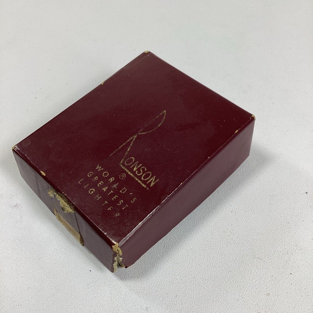 Vtg Ronson Metal Lighter In Box Case Papers Untested