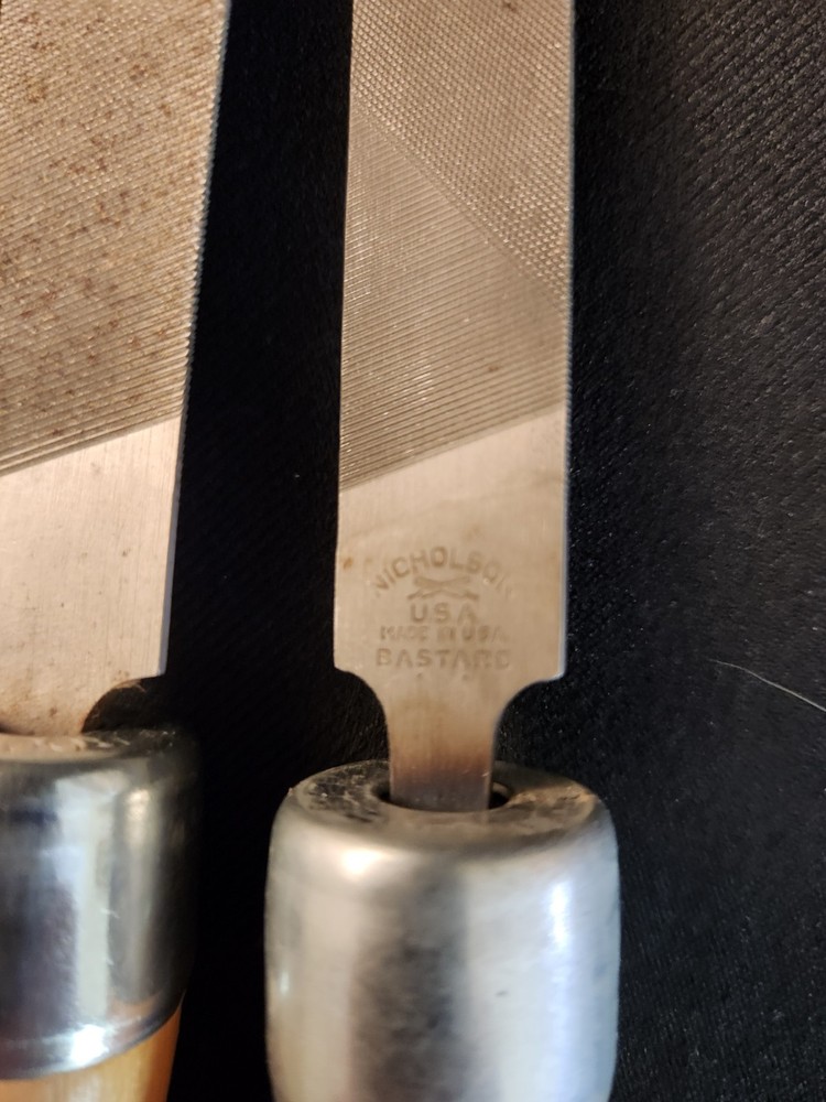 6-Assorted Nicholson Files, Knife, Flat & Simons Triangular, w/ SKROO-ZON Handle