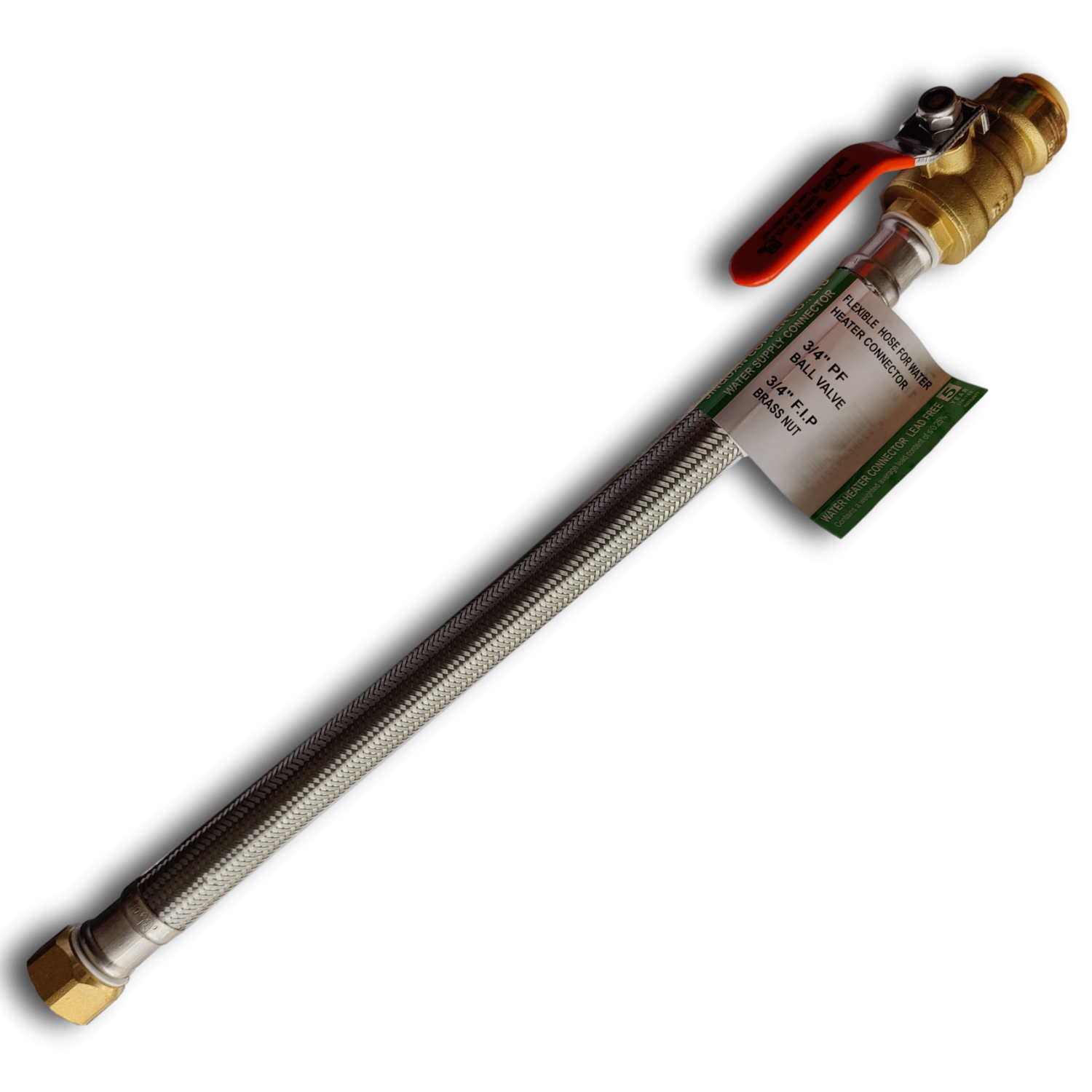 2 Pcs. XFITTING 3/4" Push Fit Valve Flexible Water Heater Hose, 3/4 FIP 18 Inch