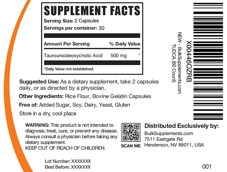 BulkSupplements TUDCA 60 Capsules - 500 mg per serving