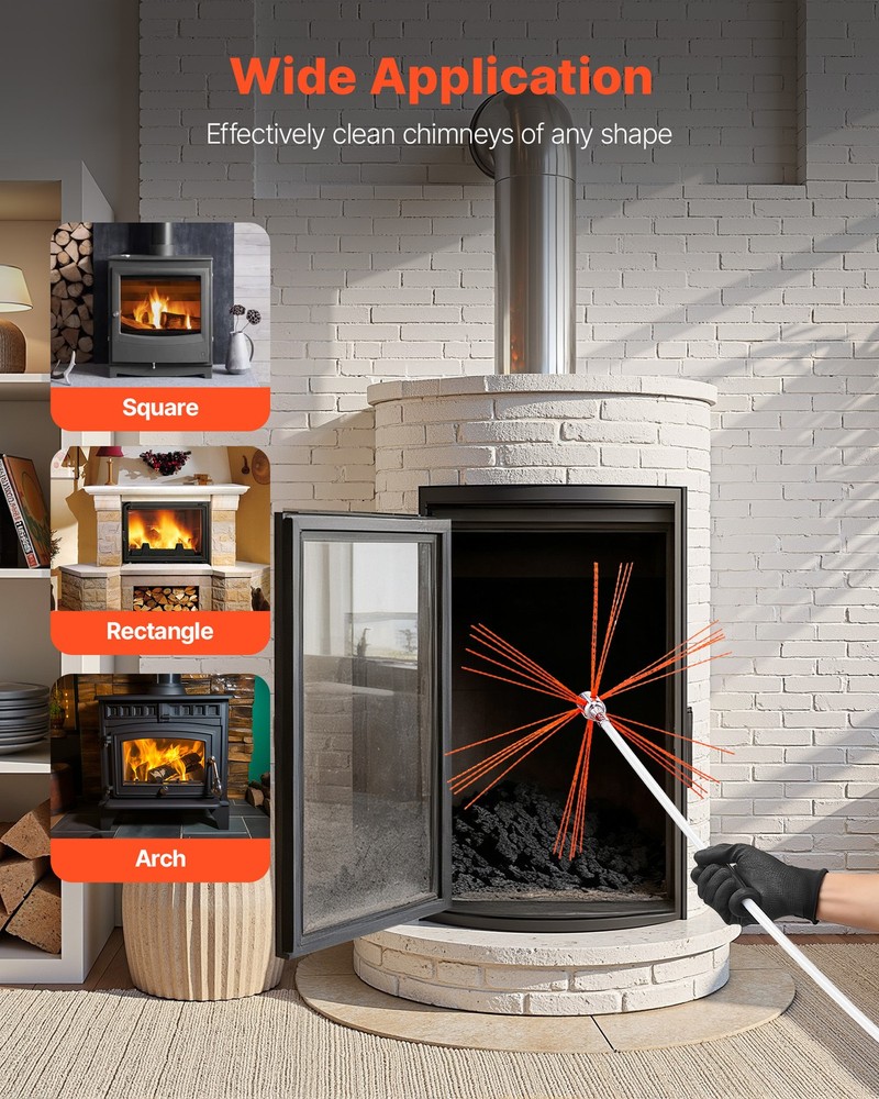 VEVOR Chimney Sweep Kit Chimney Cleaner for Square Rectangle Arch Chimneys