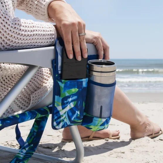 2-PACK Tommy Bahama Beach Chair 5-Position Lay Flat Aluminum w Cooler Cup Holder