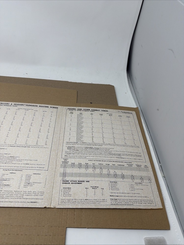 1981 TSR 9024 Dungeons & Dragons Dungeon Master Screen Tri Fold Set D&D