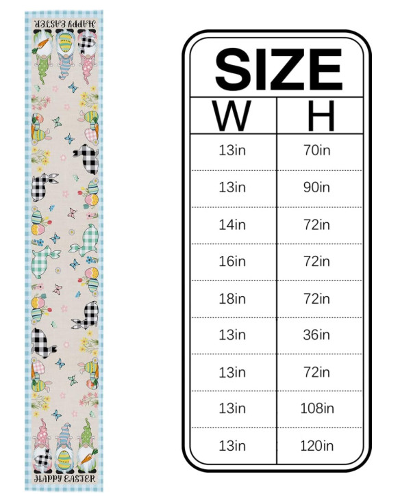 Easter Egg Table Runner 13X90 Bunny Gnomes SpringDecor Easter Table Cover Topper