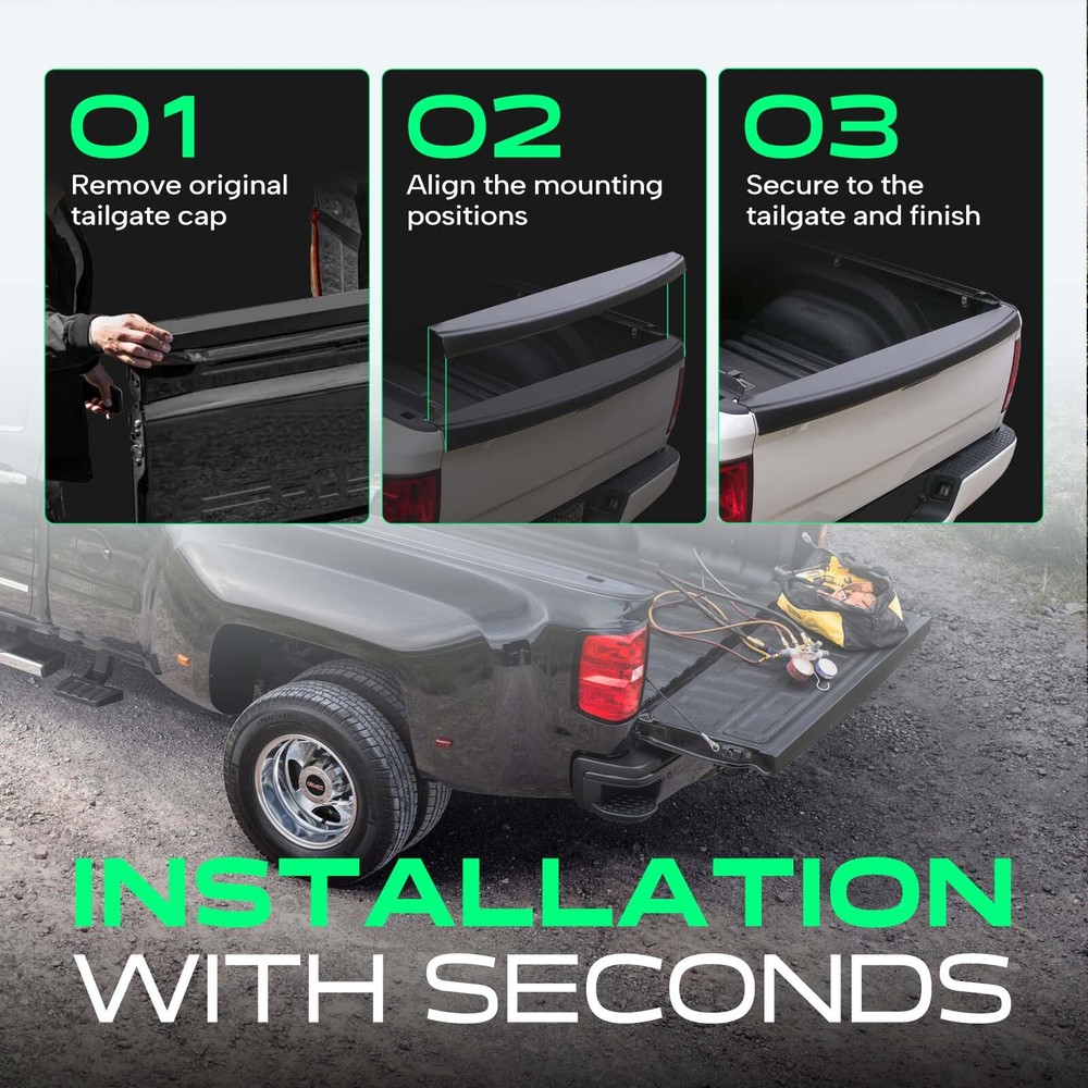 Upper Black Tailgate Molding Cap for Ford F-150 2015-2020 without Flexible Step