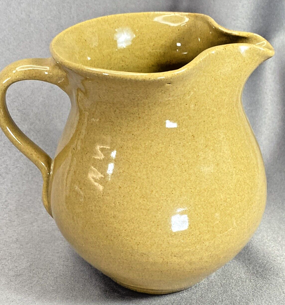 Hand Made Yellow/Brown Speckled Pottery Pitcher 28oz