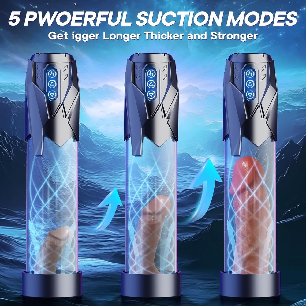 Automatic Penis Pump with Quick Release: 5 Modes & 3 Rings for Better Stamina