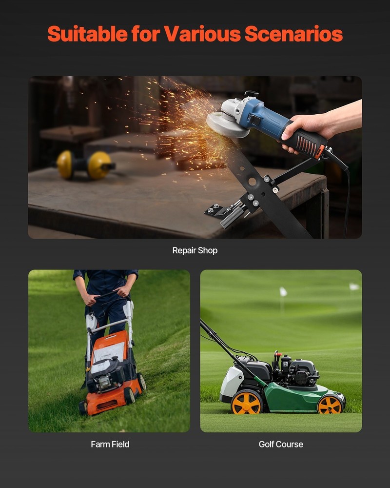 Lawn Mower Blade Sharpener 15°-45° Adjustable Frame-Suit for Right & Left Blades