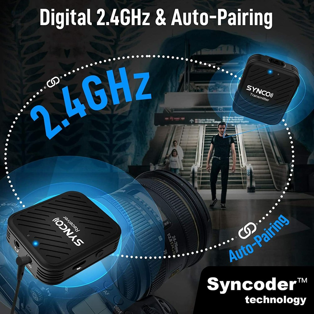 SYNCO G1(A1) Wireless Microphone System with Transmitter Receiver Kit For Camera