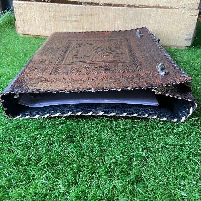 Leather Ring Grimoire Leather Binder Cover Notebook Office Folder 3 Color