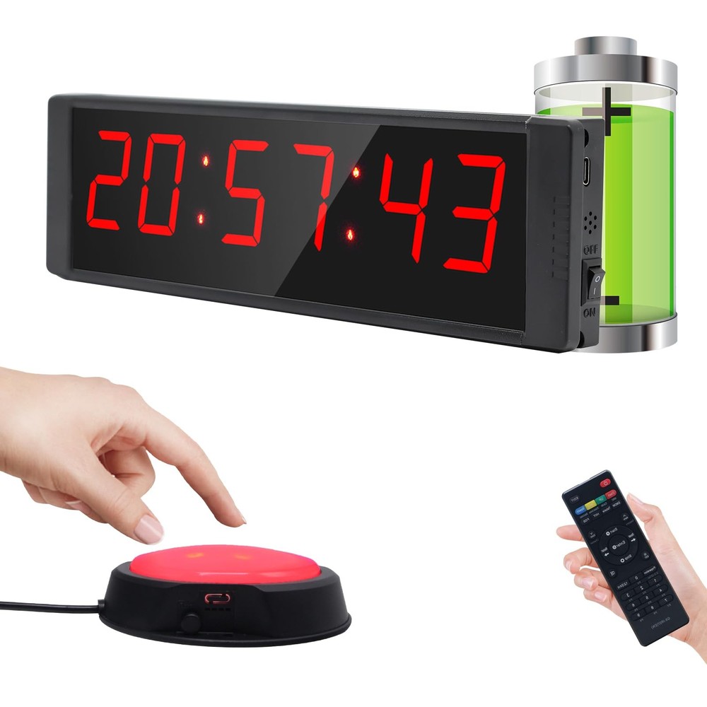 Ousmile Large Stopwatch with Start/Stop Button, LED Digital Timer Red