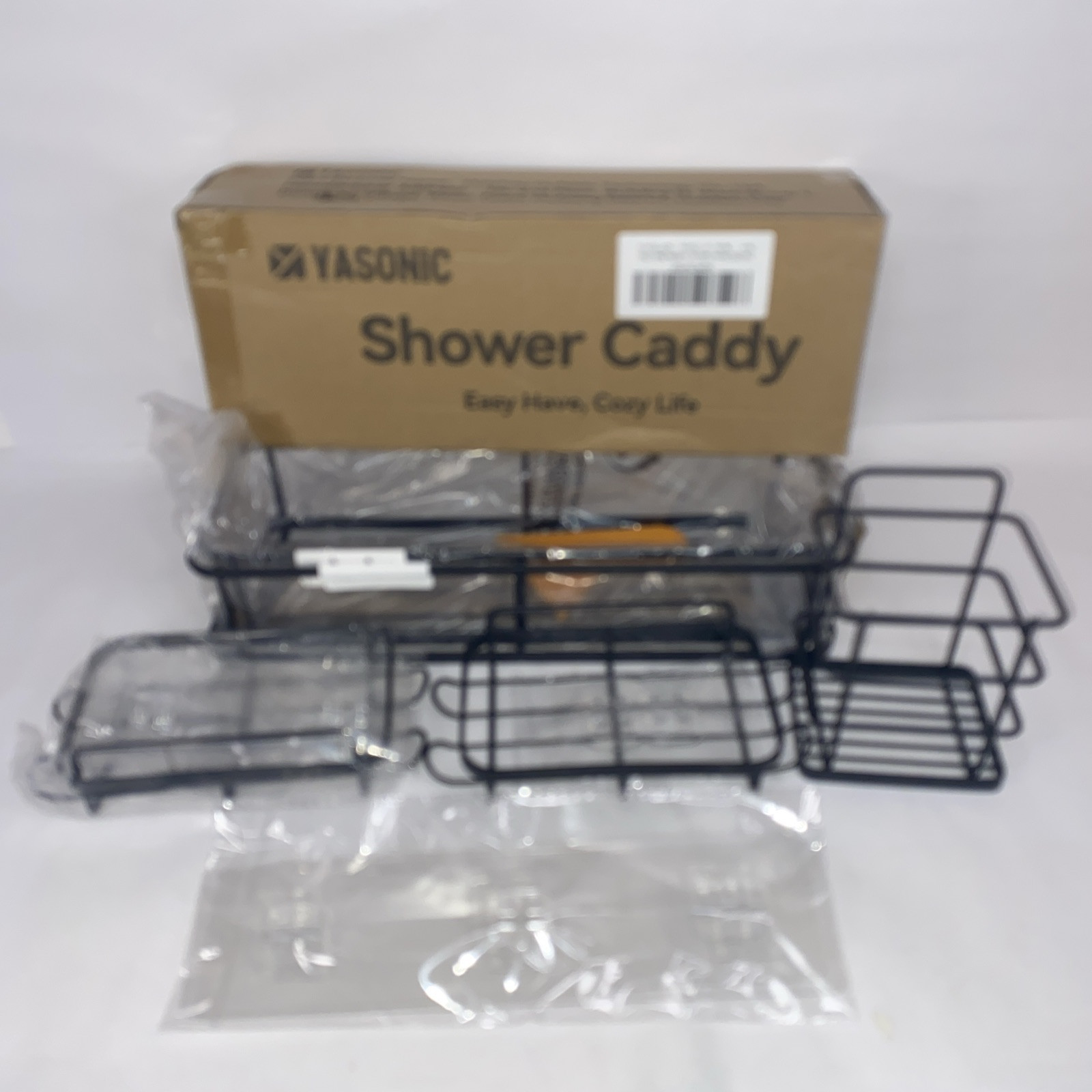 5 Pack Black Shower Caddy No Drill, Bathroom Organizers Removable Hooks - New
