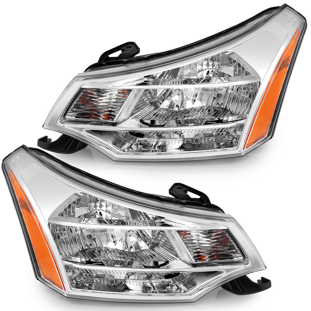 For 2008-2011 Ford Focus S SE SES SEL Chrome Headlights Assembly Pair Left+Right