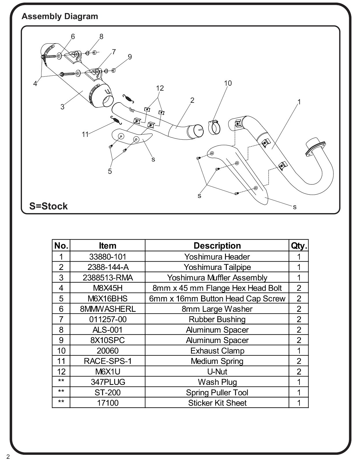 Yoshimura 338800C350 RS-2 full exhaust system for 2015-2020 Yamaha Raptor 700