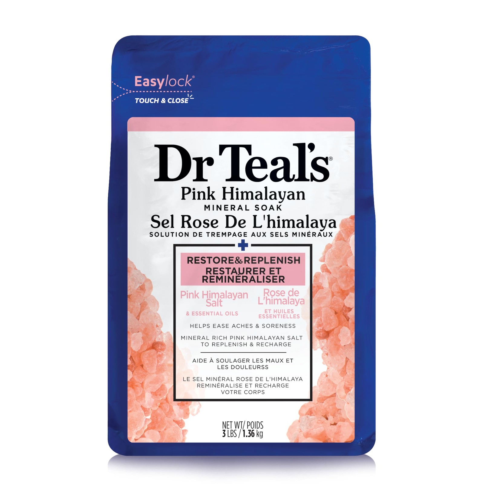 Dr Teal's Epsom Salt Magnesium Soak, Restore & Replenish with Pink Himalayan ...