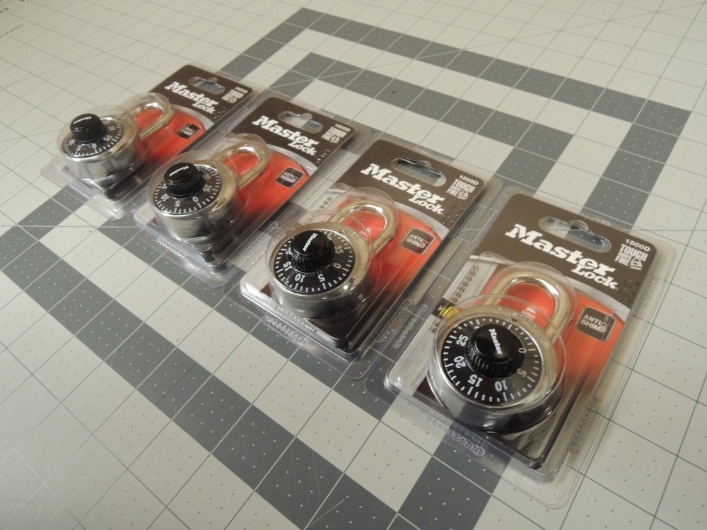 (4) Master Lock 1500D Locker Lock Combination Padlocks, Black - NEW