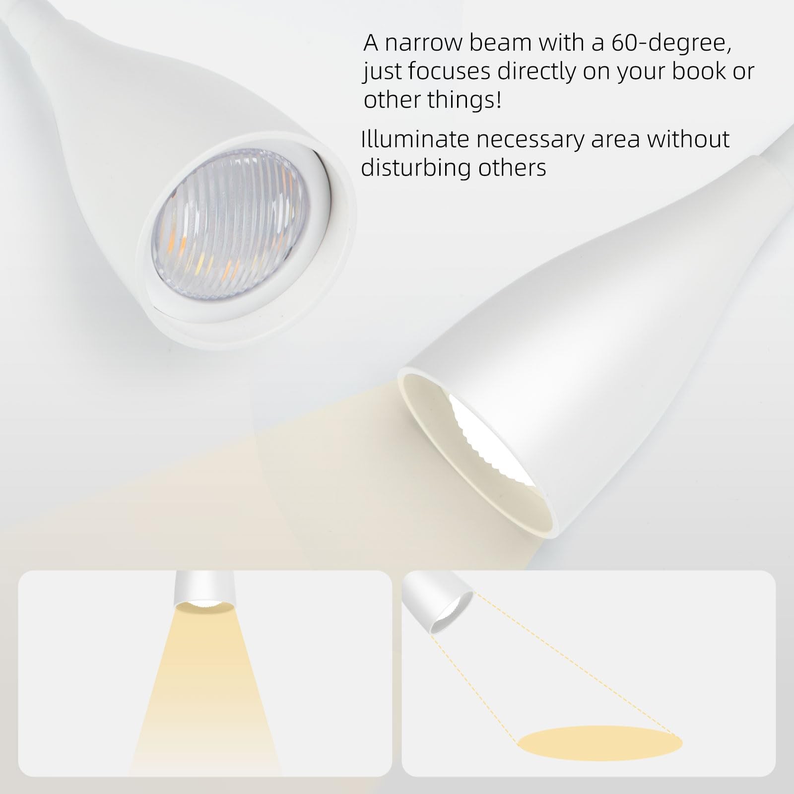 LiFMIRA Wall-Mounted LED Bedside Reading Light with USB Charging Port, White