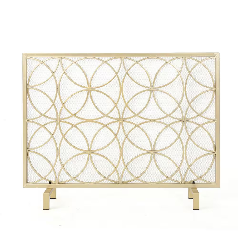 Valeno Gold Iron 1-Panel Fireplace Screen