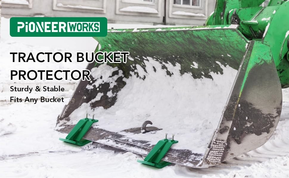 2Pc Tractor Bucket Protector Ski Edge Protector with Double Lock Nuts and Bolts