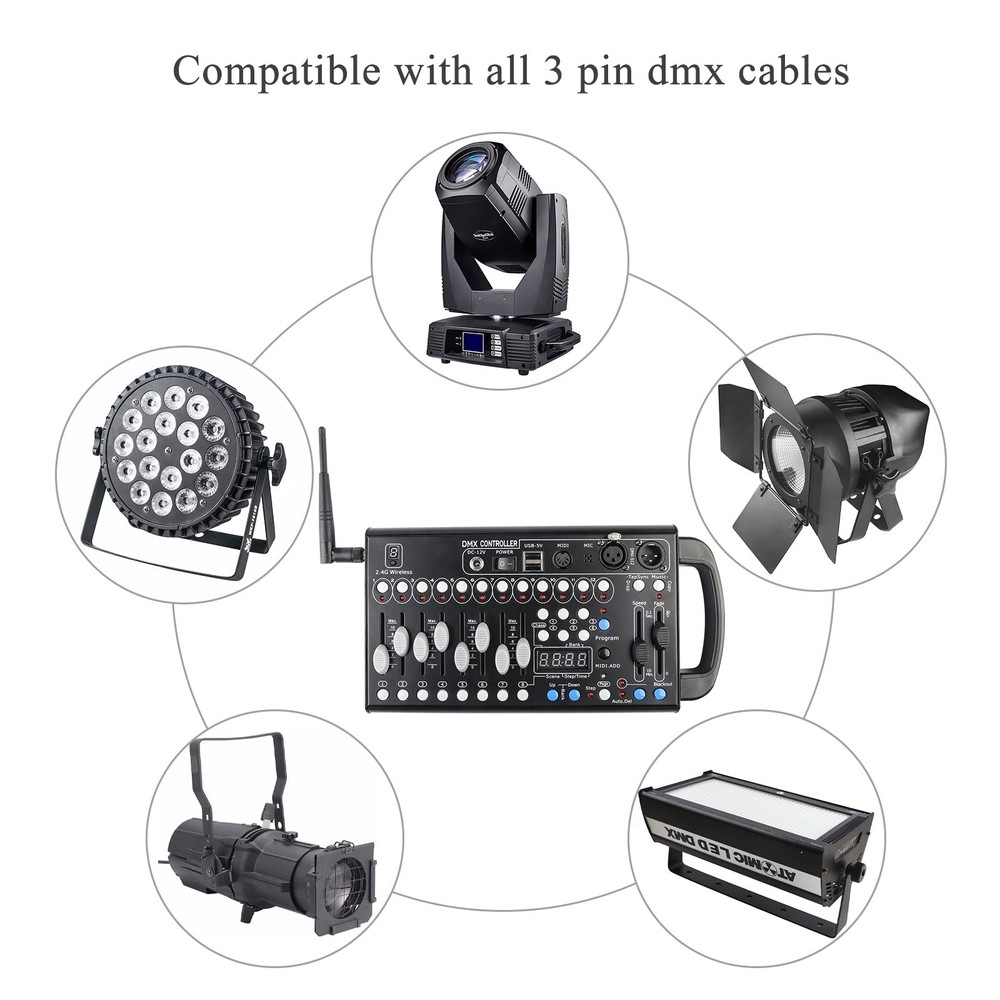Wireless Dmx Controller 192 Channel Dmx Light Controller for Dj Lights, Dmx C...