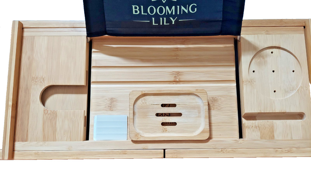 Blooming Lily Bamboo Luxury Expandable Bath Caddy