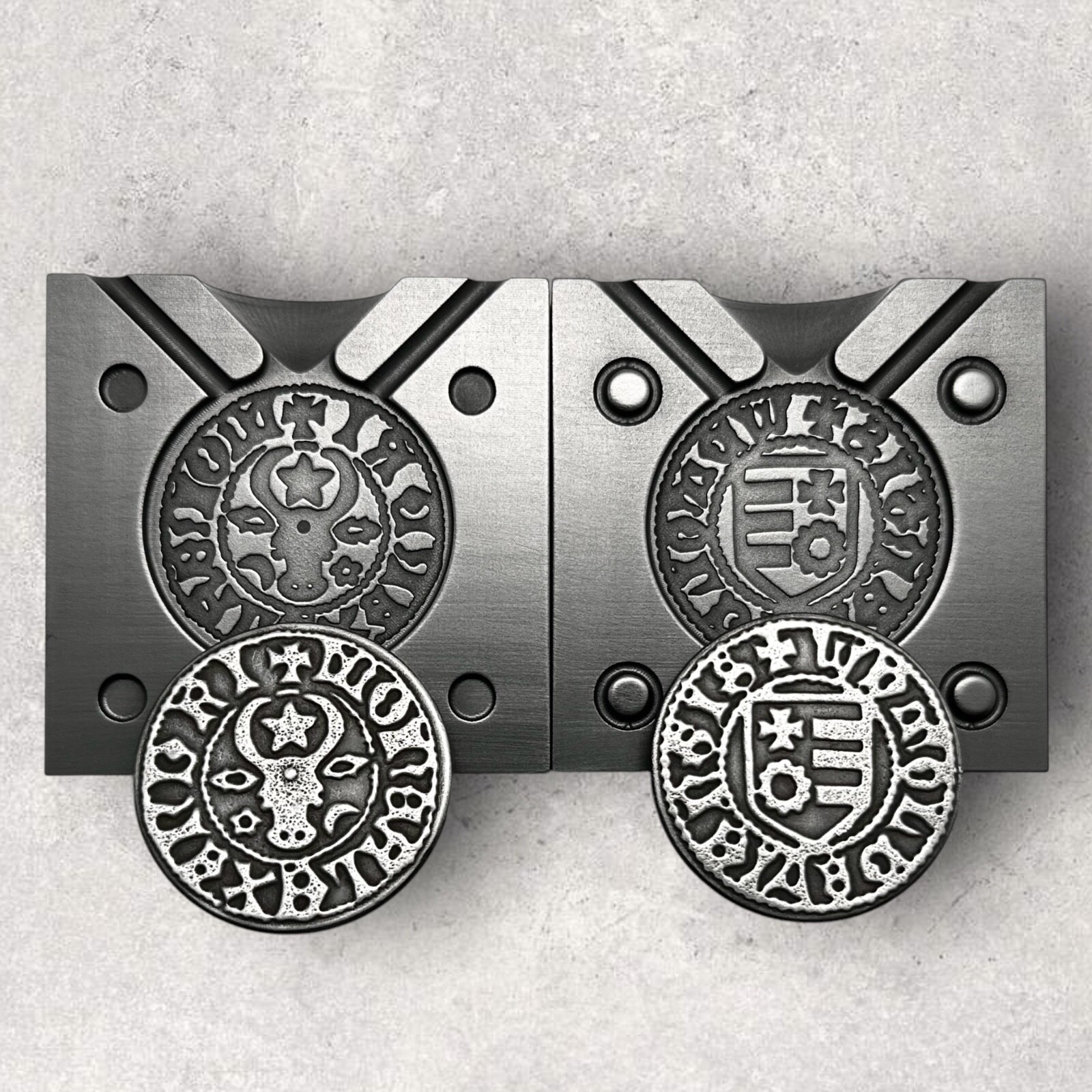 AUROCH GROSCHEN Of MOLDAVIA [1400’S A.D.] - (2 Sided) Graphite Coin Mold