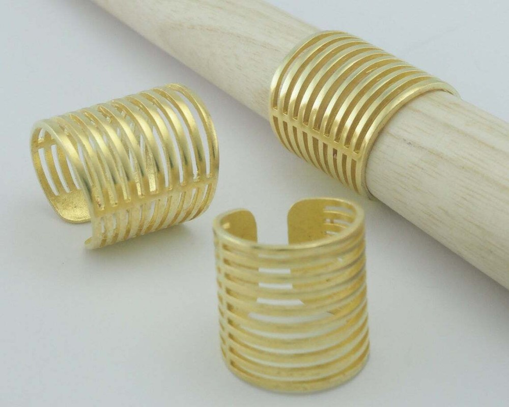 Statement ring separate lines Adjustable Ring Raw Brass 6US 9.5US size 4297