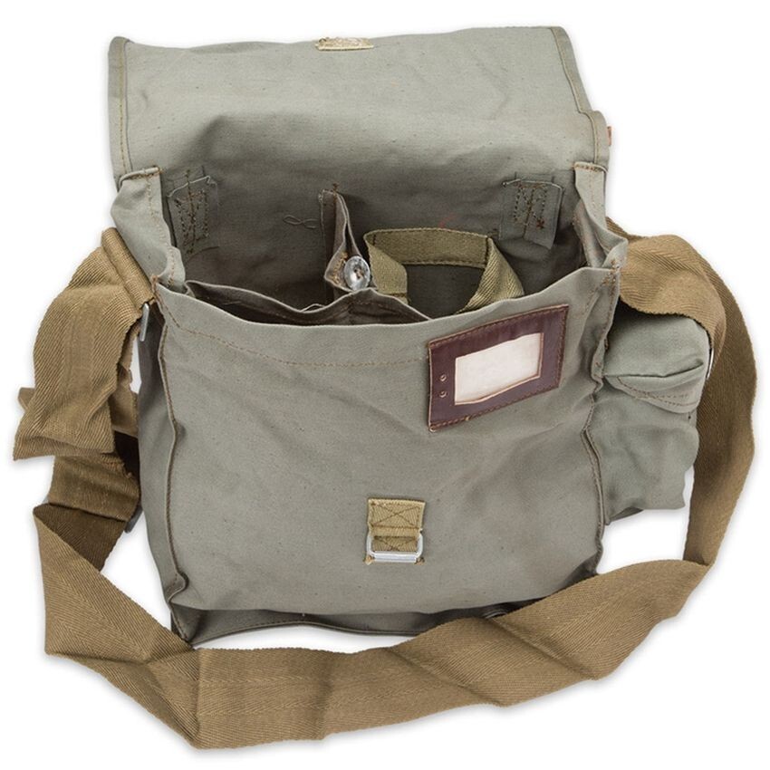 Polish Gas Mask Carrying Bag Canvas MC-1 M1 Sack Shoulder Pouch OD 10.5x3.5x9