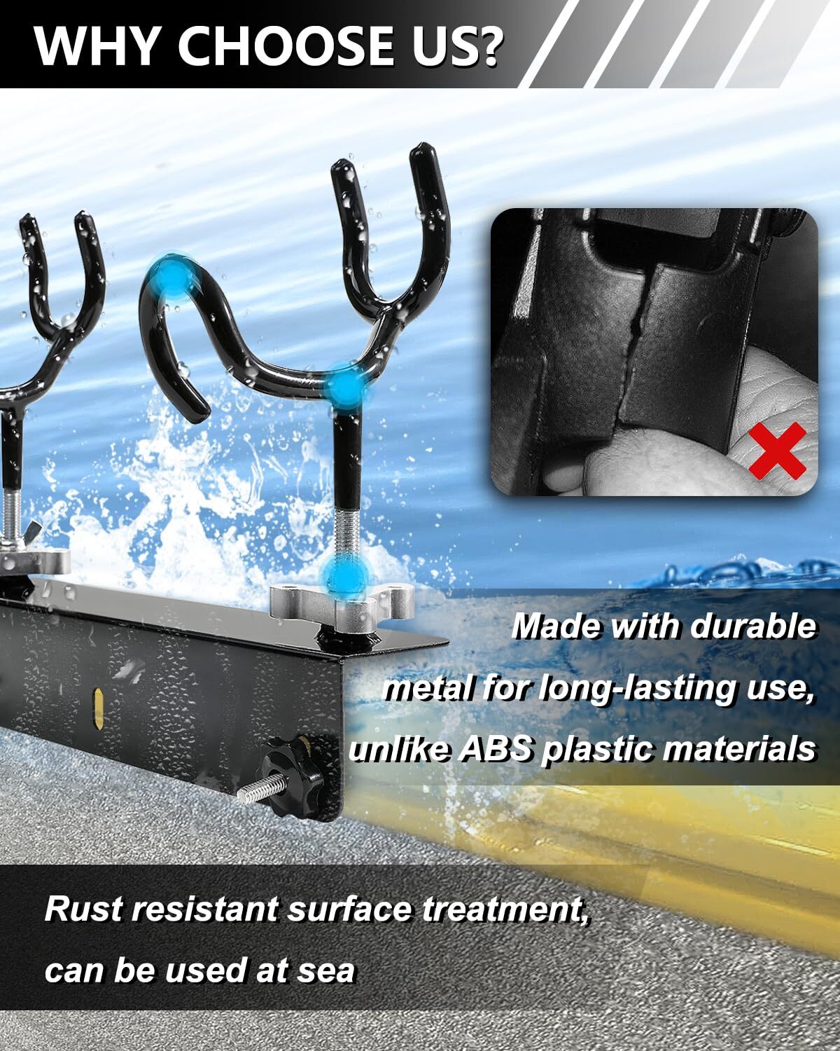 Boat Track System Rod Holder with Power Lock and Track Adapter