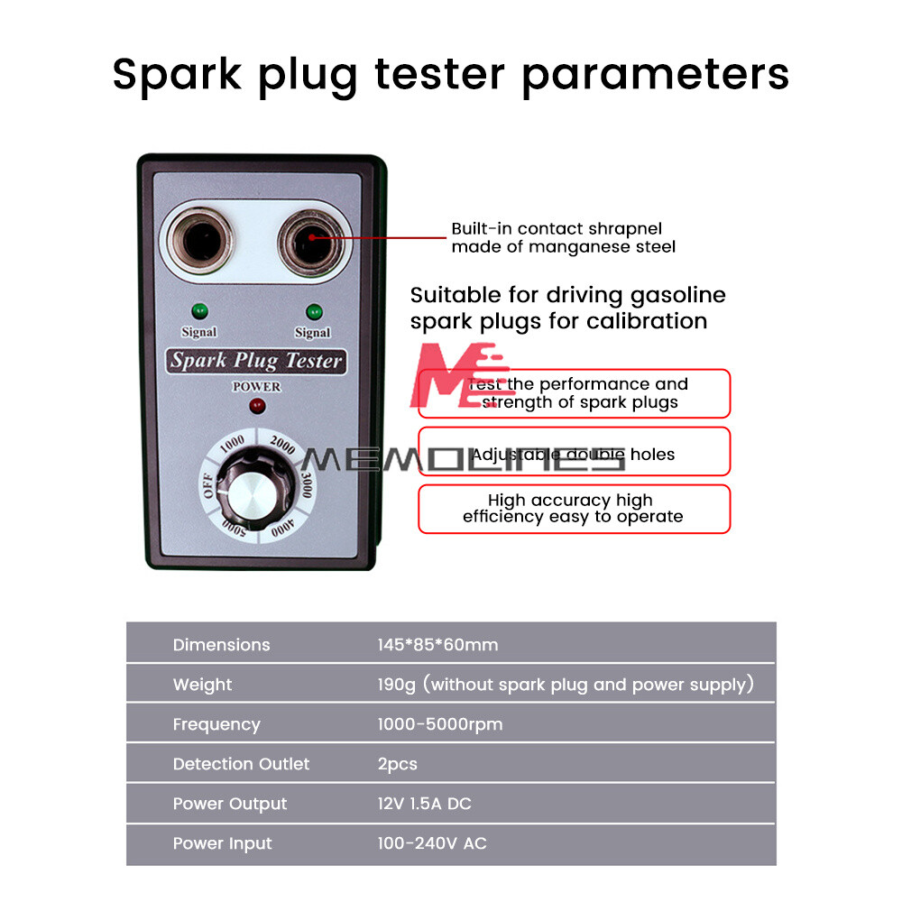 Dual Hole 12V Car Spark Plug Tester Ignition Plug Analyzer Diagnostic Detector