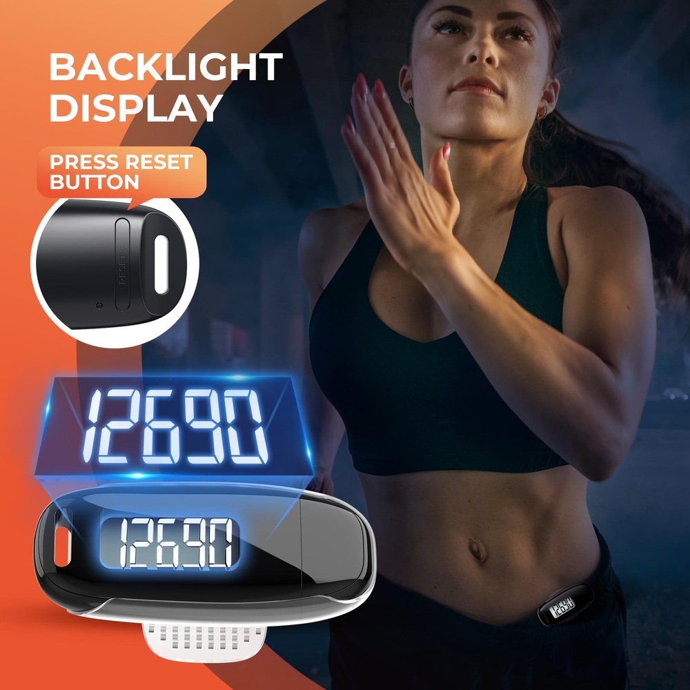 3D Pedometer for Walking, Simple Walking Step Counter with Removable Clip and...