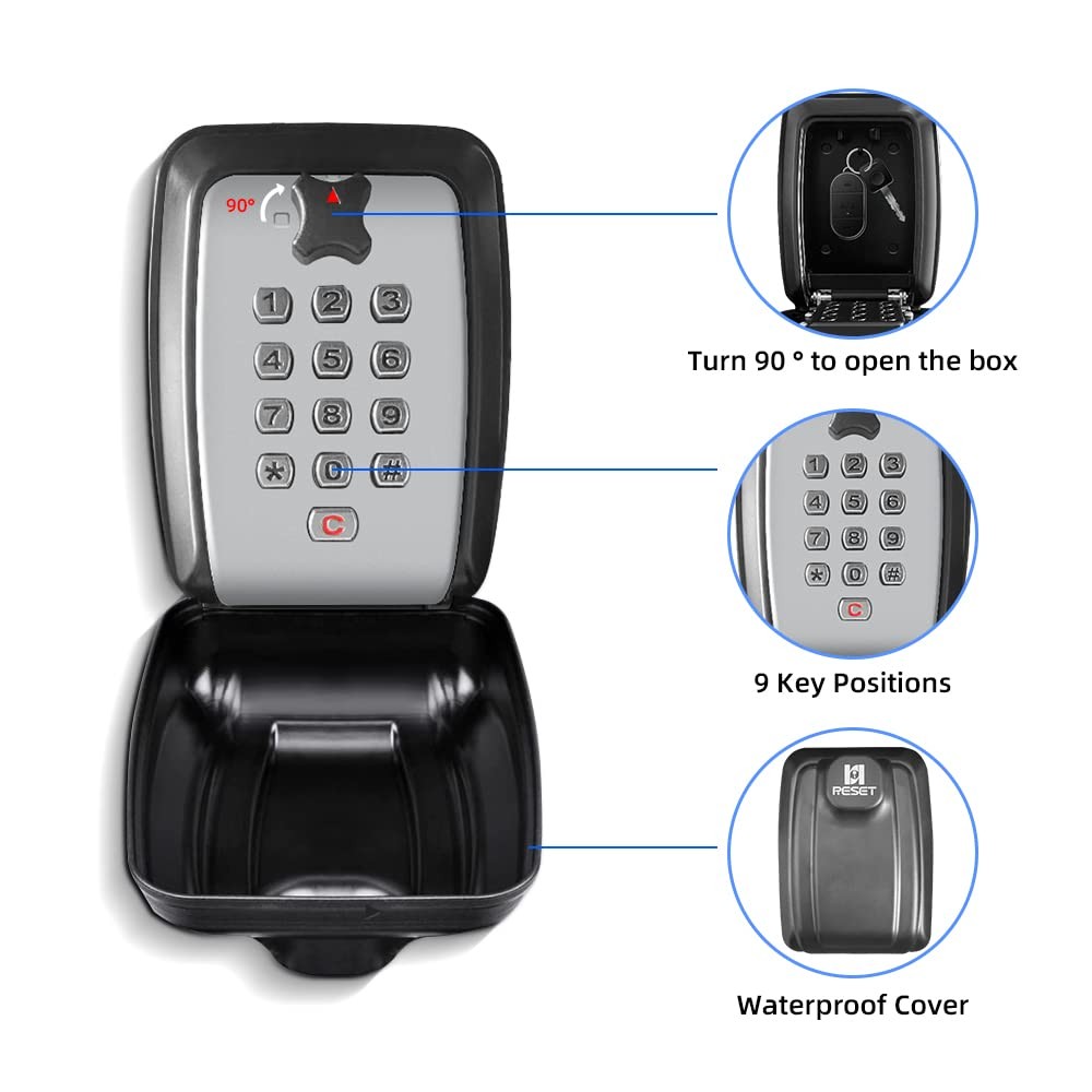 -G14 4 Digit Combination Storage Wall Mount House Key Lock Box,Push Button Lo...