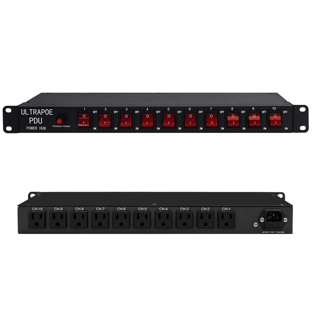 10 Outlets 1U PDU Rack Mount Power Strip-Network Server Racks - Surge Protector