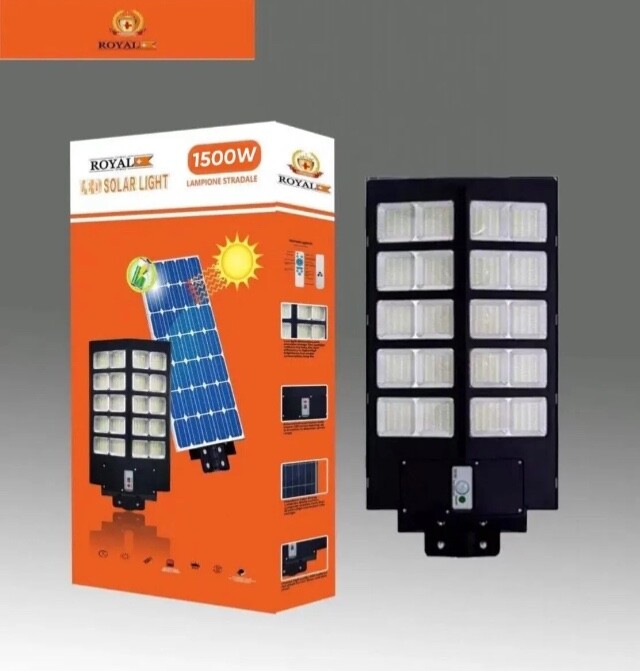 Street Light with Solar Panel LED Headlight 1500W Waterproof Remote Control