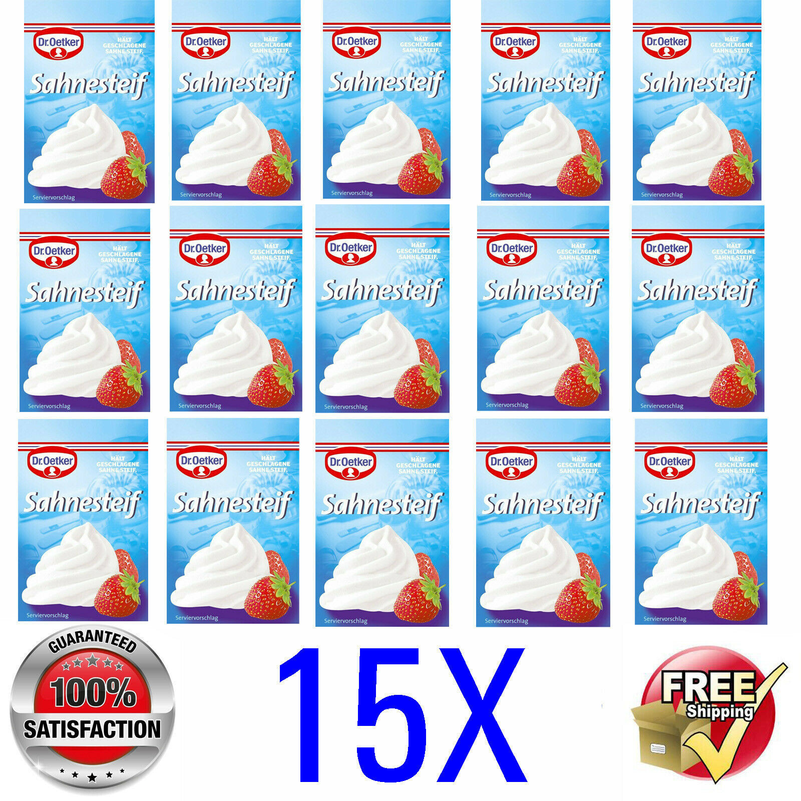 15x Dr. Oetker @ SAHNESTEIF WHIP CREAM STABILIZER @ 15x8g/0.28oz Tracked 01/2027