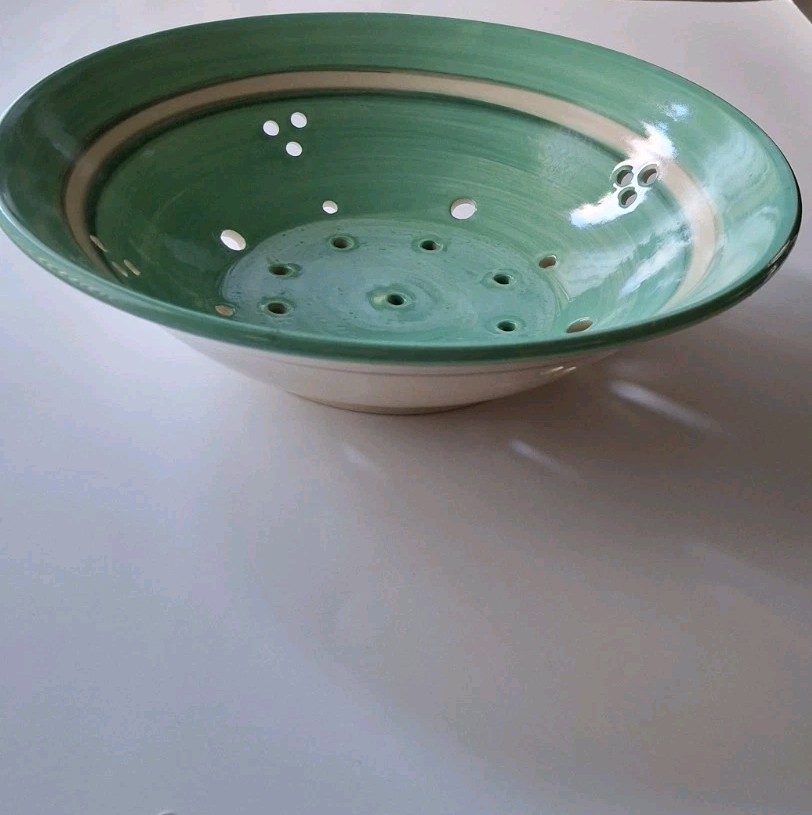 Green Studio Art Berry Fruit Collander Cottagecore Kitchen Strainer