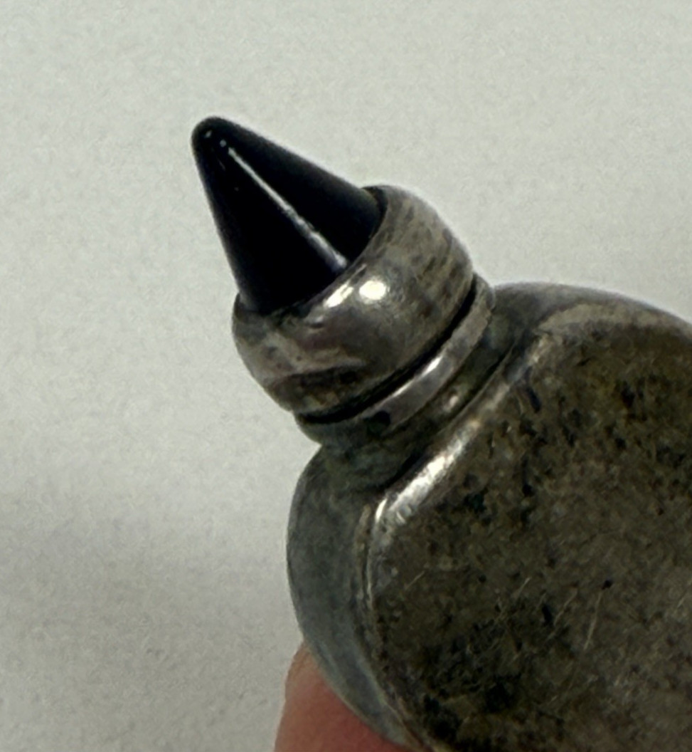 Vintage Sterling Silver 925 Mexican Snuff Perfume Bottle Amber Stone