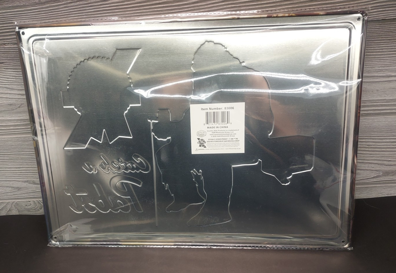 HTF!! Bigfoot Pabst Blue Ribbon Metal Sign 17" X 12" Fishing Man Cave Sign