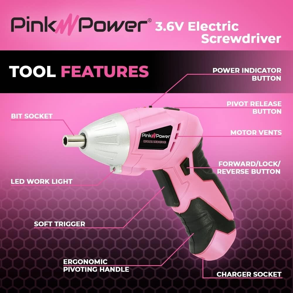 Professional Women's Cordless Drill Set - Mini Rechargeable Screwdriver Kit