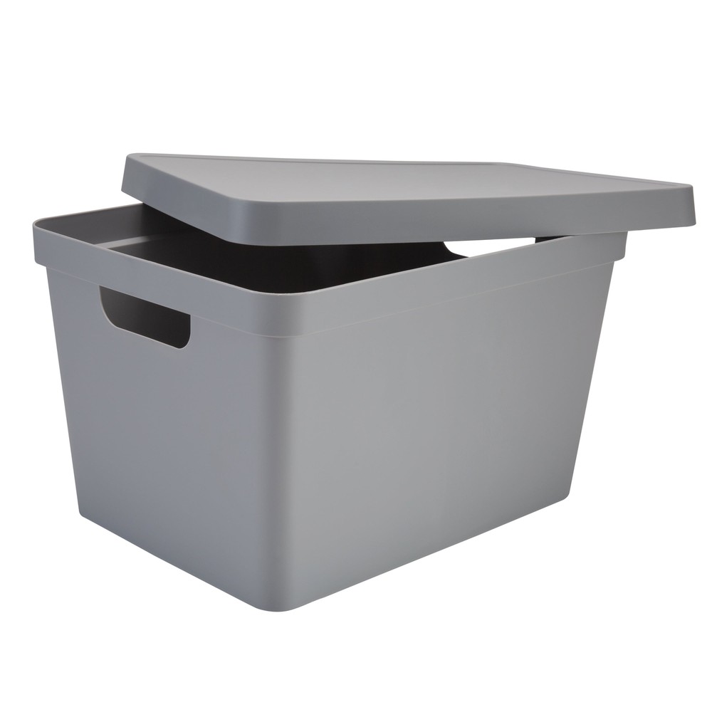 Large Vinto Storage Box with Lid in Grey Polypropylene