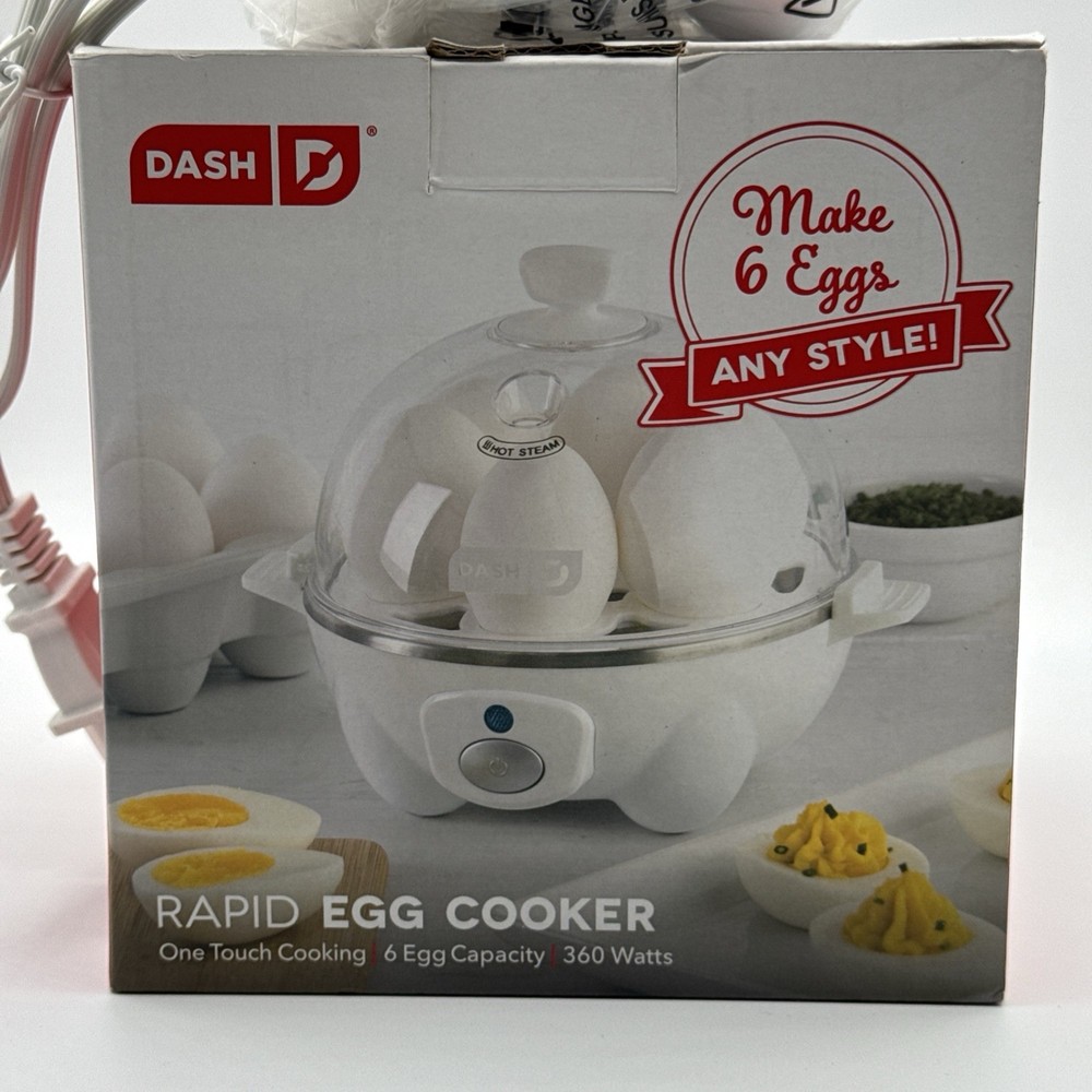 DASH Rapid 6 Egg Cooker for Hard Boiled Poached Scrambled Eggs White