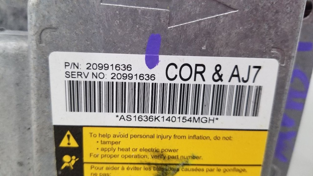 12 CHEVY CORVETTE C6 SRS CONTROL MODULE 20991636