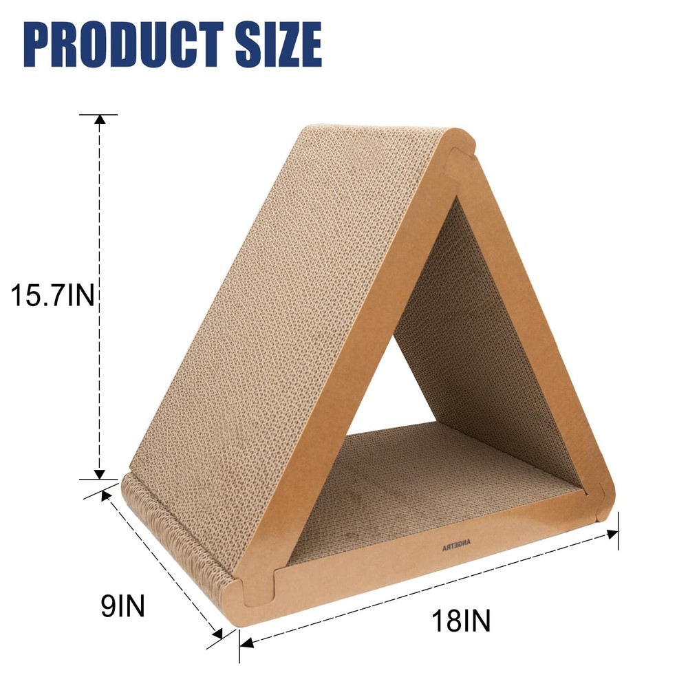 3 Pack Cardboard Cat Scratcher & Scratch Pad with Catnip, Buildable Triangle ...