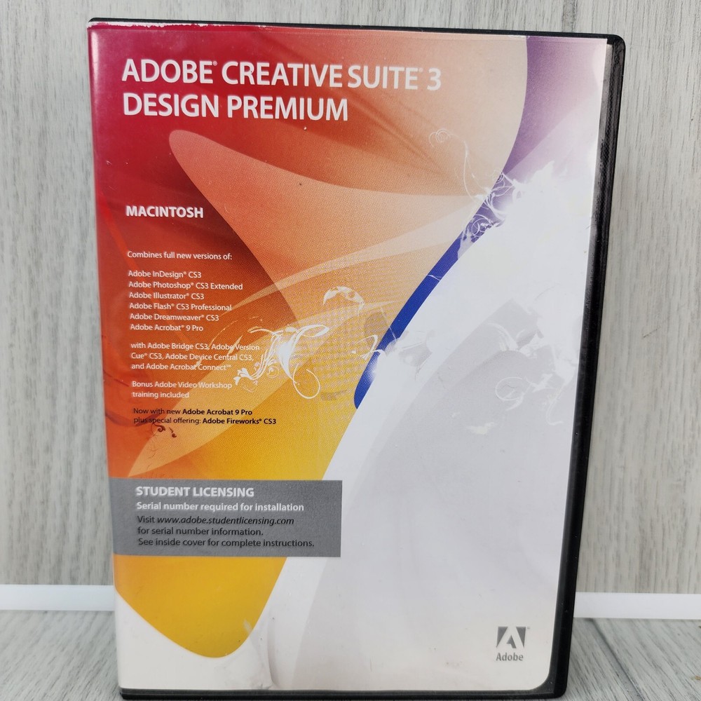 Adobe Creative Suite 3 Design Premium Macintosh 5 DISC Student Licensing Require