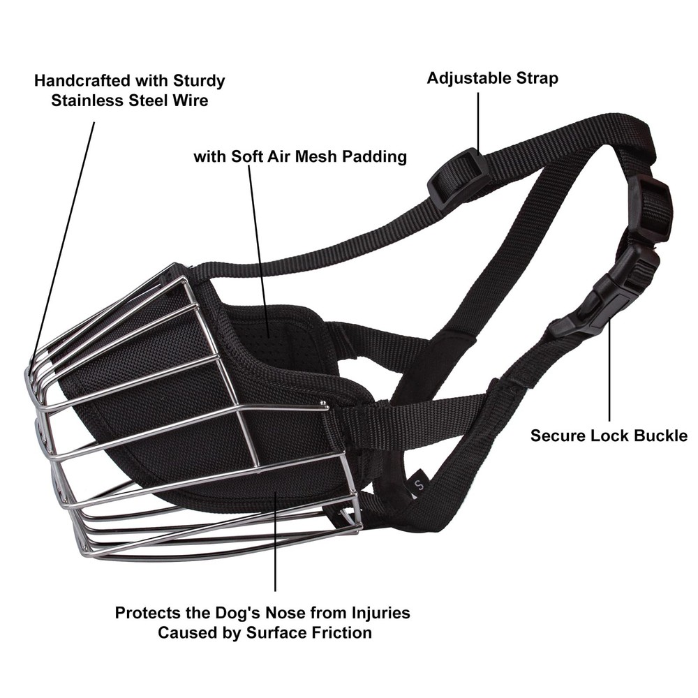 Dog Muzzle Basket for Biting Metal Mask Secure Wire M, Transparent